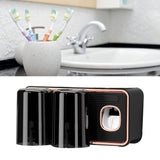 Toothbrush Shelf Drilling Free Toothbrush Holder Rack with Automatic Toothpaste Dispenser Black