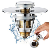 Bathroom Sink Stopper Press Popping Up Anti Clogging Brass Stainless Steel Basin Sink Drain Plug