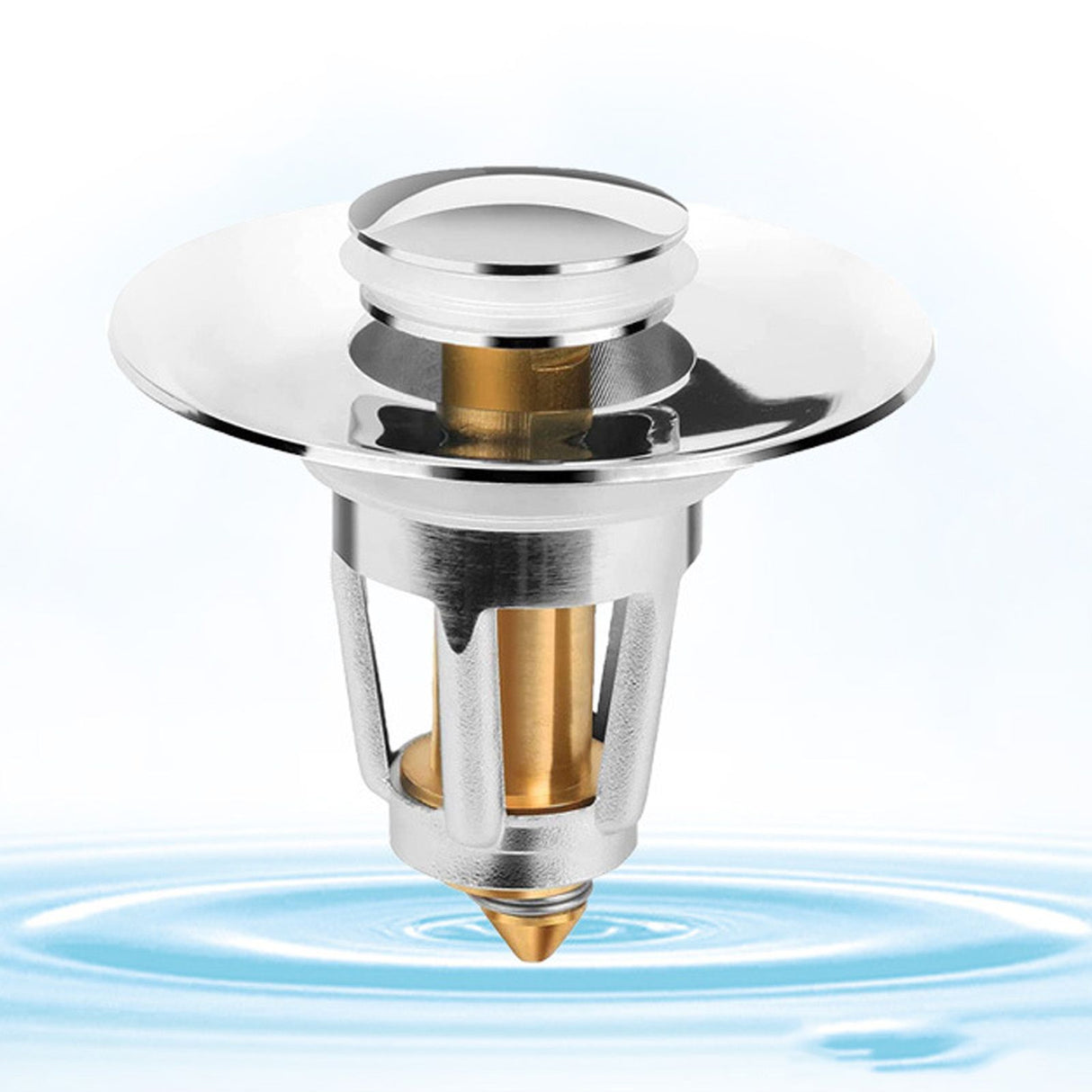 Bathroom Sink Stopper Press Popping Up Anti Clogging Brass Stainless Steel Basin Sink Drain Plug