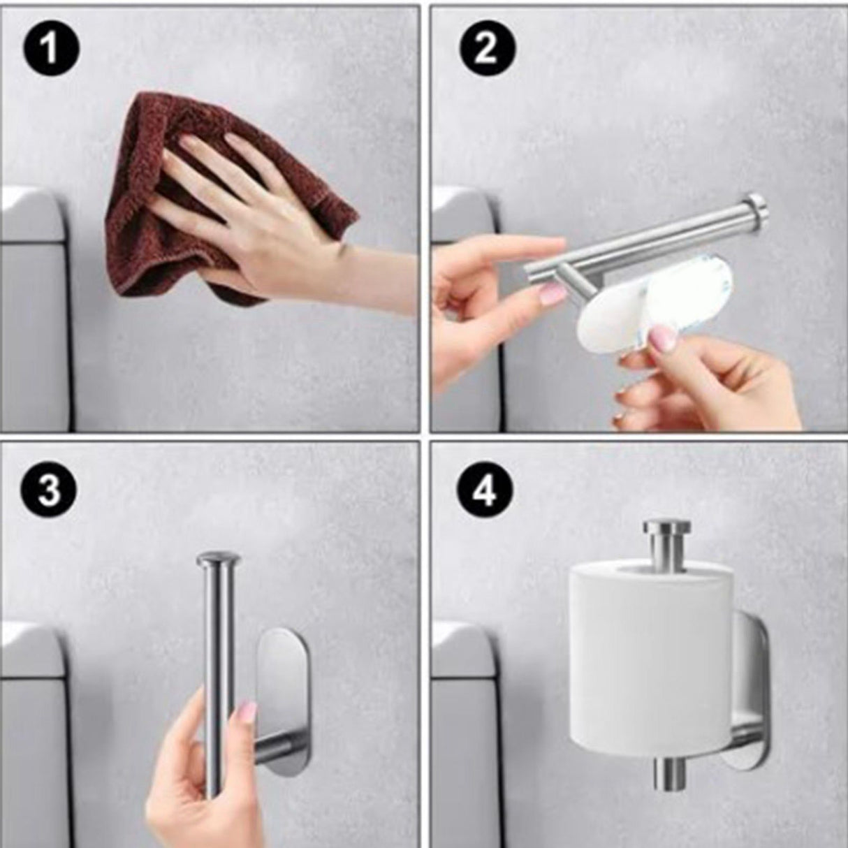 Kitchen Paper Roll Hanger Punch Free Wire Drawing Bathroom Tissue Holder Preservative Film Storage Holder 16cm