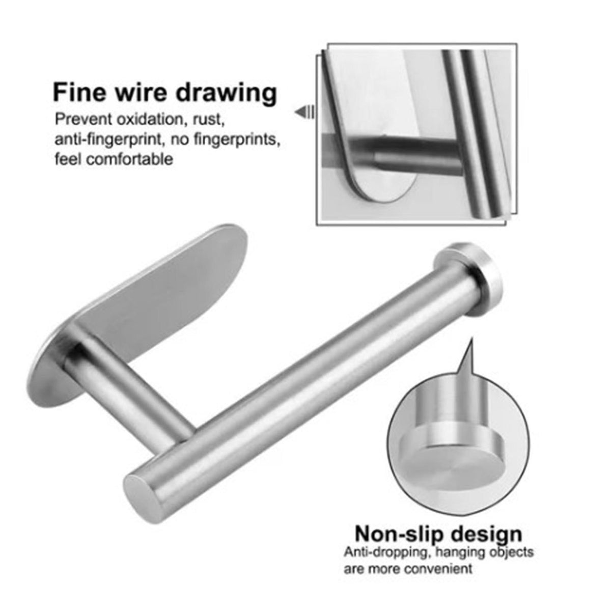 Kitchen Paper Roll Hanger Punch Free Wire Drawing Bathroom Tissue Holder Preservative Film Storage Holder 16cm