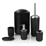 Trash Can Toothbrush Holder Set Toilet Brush Soap Box Lotion Dispenser Black Hotel Bathroom Accessories