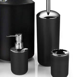 Trash Can Toothbrush Holder Set Toilet Brush Soap Box Lotion Dispenser Black Hotel Bathroom Accessories - Front View