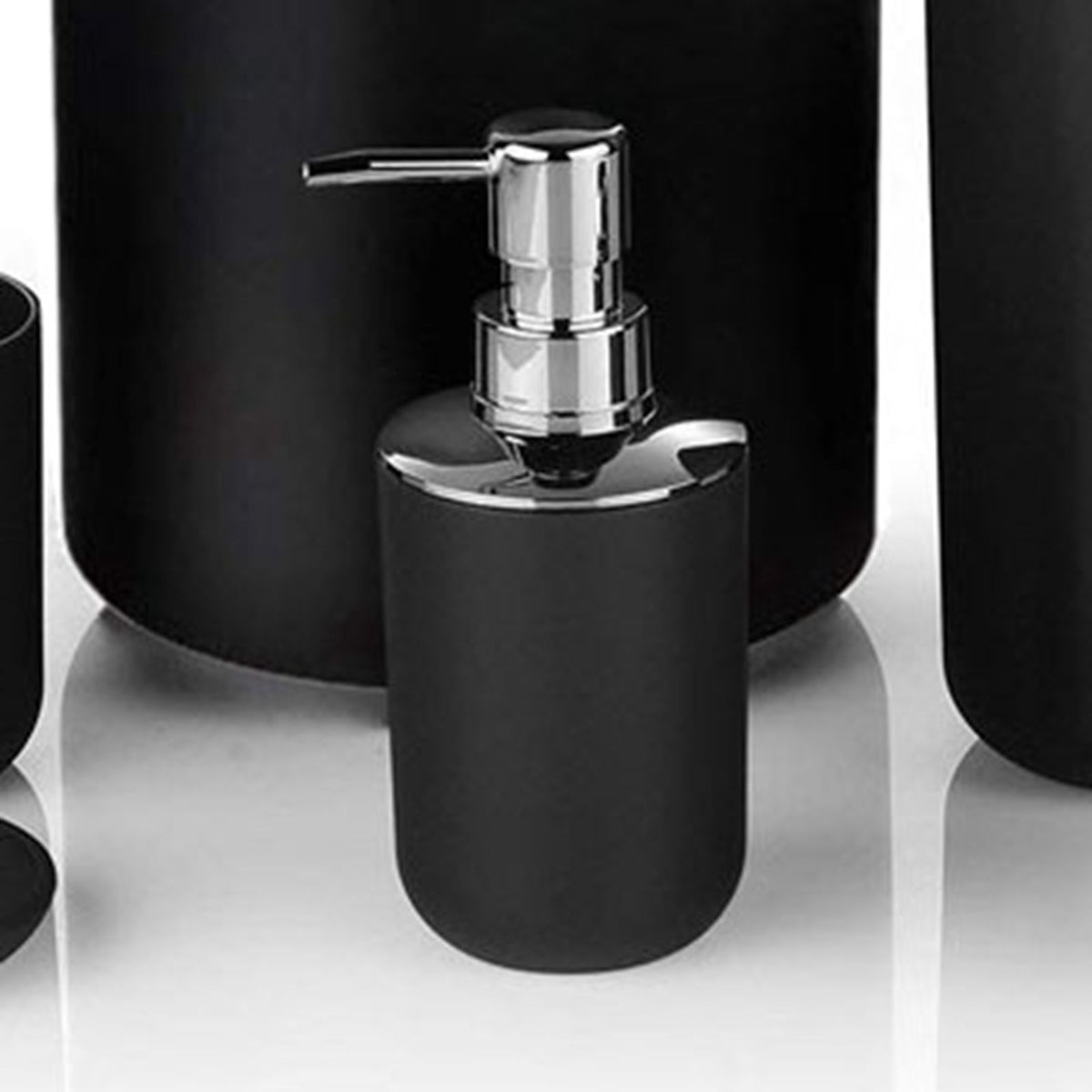 Trash Can Toothbrush Holder Set Toilet Brush Soap Box Lotion Dispenser Black Hotel Bathroom Accessories