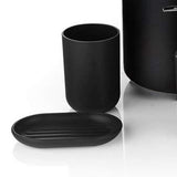 Trash Can Toothbrush Holder Set Toilet Brush Soap Box Lotion Dispenser Black Hotel Bathroom Accessories - 45-Degree Angle