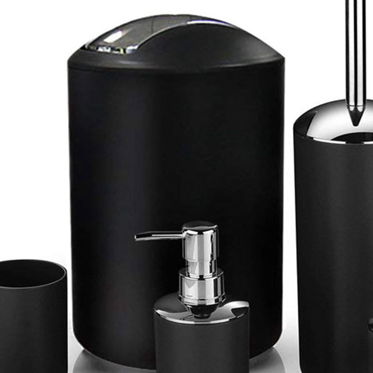 Trash Can Toothbrush Holder Set Toilet Brush Soap Box Lotion Dispenser Black Hotel Bathroom Accessories