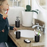 Trash Can Toothbrush Holder Set Toilet Brush Soap Box Lotion Dispenser Black Hotel Bathroom Accessories - Low Angle