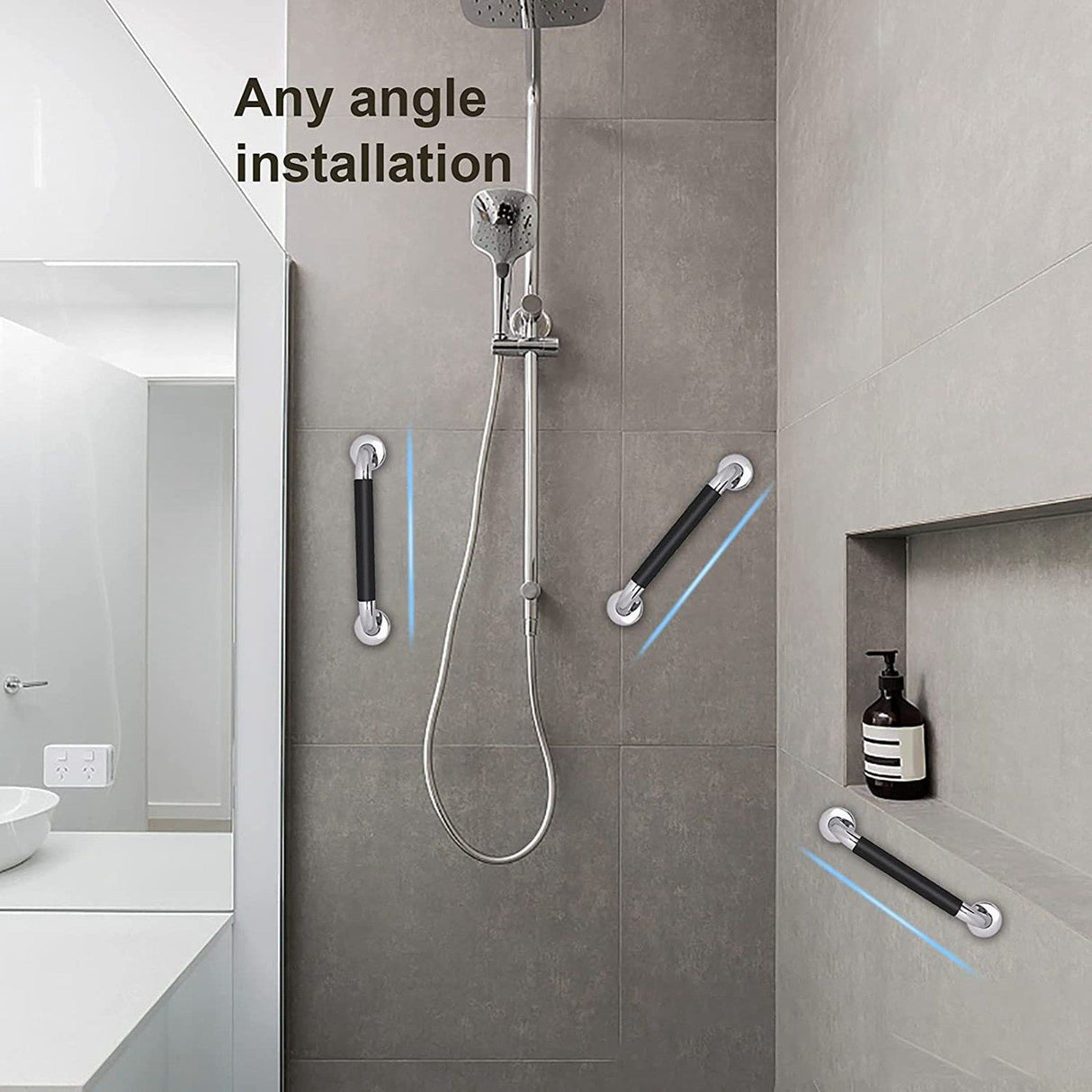 Safety Grab Bar 33.5cm Bathroom Anti Slipping Shower Handle Stainless Steel Silicone Cover Grab Bar