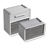 Toilet Paper Holder Wall Mount Waterproof Storage Box PP with Drawer for Bathroom Grey - Side View