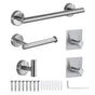5 Pieces Bathroom Hardware Accessories Set Towel Rack Paper Holder Hook Adhesive Hook Multifunction Bathroom Set Silver
