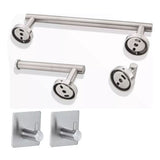 5 Pieces Bathroom Hardware Accessories Set Towel Rack Paper Holder Hook Adhesive Hook Multifunction Bathroom Set Silver