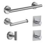 5 Pieces Bathroom Hardware Accessories Set Towel Rack Paper Holder Hook Adhesive Hook Multifunction Bathroom Set Silver