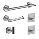 5 Pieces Bathroom Hardware Accessories Set Towel Rack Paper Holder Hook Adhesive Hook Multifunction Bathroom Set Silver - Side View