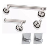 5 Pieces Bathroom Hardware Accessories Set Towel Rack Paper Holder Hook Adhesive Hook Multifunction Bathroom Set Silver
