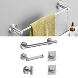 5 Pieces Bathroom Hardware Accessories Set Towel Rack Paper Holder Hook Adhesive Hook Multifunction Bathroom Set Silver