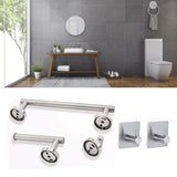 5 Pieces Bathroom Hardware Accessories Set Towel Rack Paper Holder Hook Adhesive Hook Multifunction Bathroom Set Silver