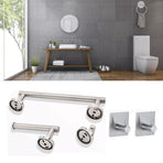 5 Pieces Bathroom Hardware Accessories Set Towel Rack Paper Holder Hook Adhesive Hook Multifunction Bathroom Set Silver