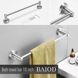 5 Pieces Bathroom Hardware Accessories Set Towel Rack Paper Holder Hook Adhesive Hook Multifunction Bathroom Set Silver - Extra Image