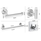 5 Pieces Bathroom Hardware Accessories Set Towel Rack Paper Holder Hook Adhesive Hook Multifunction Bathroom Set Silver - Extra Image