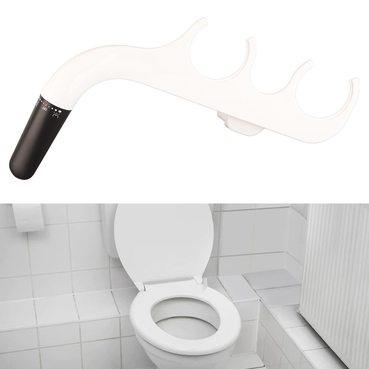 Ultra Slim Bidet Toilet Attachment 7/8 Copper Tee Non Electric Dual Nozzle Water Spray Bidet for Sanitary and Feminine Wash