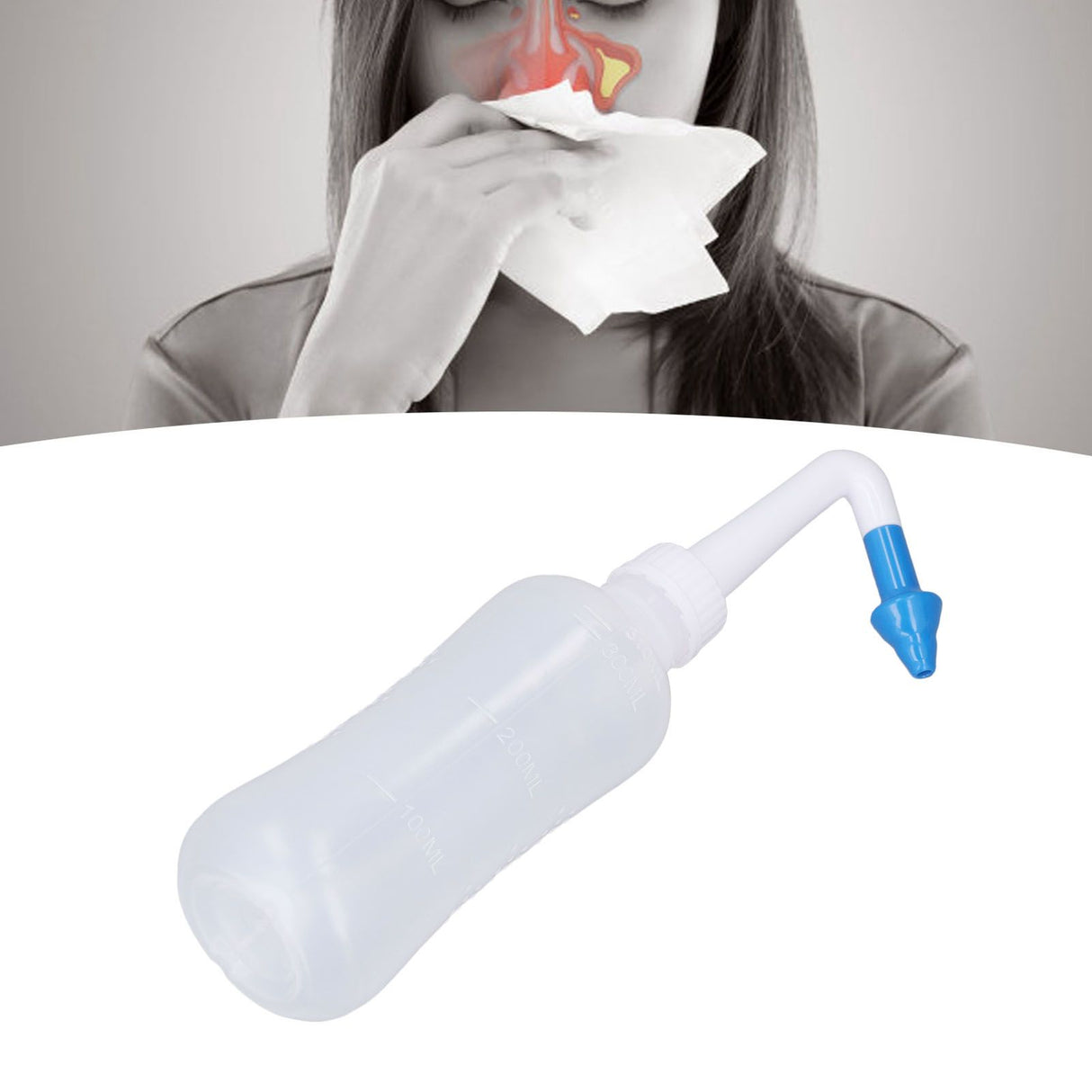 Nose Wash Cleaner 300ml Nasal Nose Wash Bottle for Household Adults Children Cleaning Blue Nose with One Hole