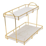 Bathroom Storage Rack Gold White 2 Tier Makeup Shelf Humanized Structure Anti Slip Counter Organizer S