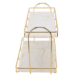Bathroom Storage Rack Gold White 2 Tier Makeup Shelf Humanized Structure Anti Slip Counter Organizer S