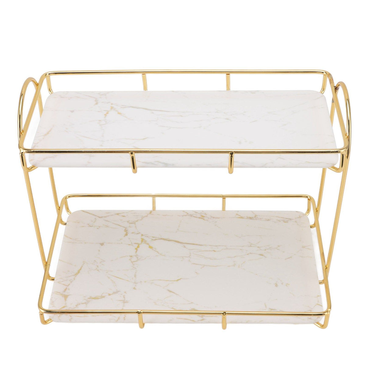 Bathroom Storage Rack Gold White 2 Tier Makeup Shelf Humanized Structure Anti Slip Counter Organizer S