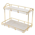 Bathroom Storage Rack Gold White 2 Tier Makeup Shelf Humanized Structure Anti Slip Counter Organizer L