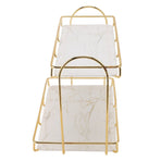 Bathroom Storage Rack Gold White 2 Tier Makeup Shelf Humanized Structure Anti Slip Counter Organizer L
