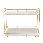 Bathroom Storage Rack Gold White 2 Tier Makeup Shelf Humanized Structure Anti Slip Counter Organizer L