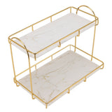 Bathroom Storage Rack Gold White 2 Tier Makeup Shelf Humanized Structure Anti Slip Counter Organizer L