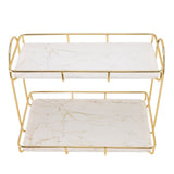 Bathroom Storage Rack Gold White 2 Tier Makeup Shelf Humanized Structure Anti Slip Counter Organizer L