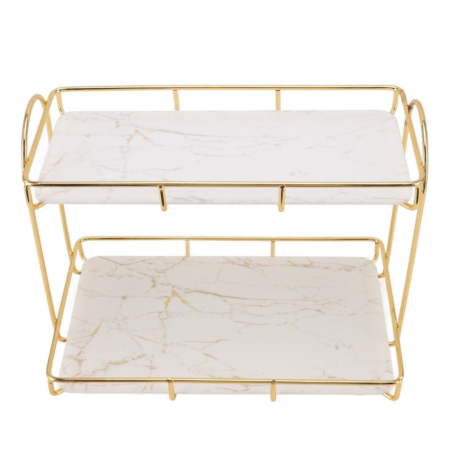 Bathroom Storage Rack Gold White 2 Tier Makeup Shelf Humanized Structure Anti Slip Counter Organizer L