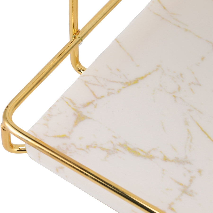 Bathroom Storage Rack Gold White 2 Tier Makeup Shelf Humanized Structure Anti Slip Counter Organizer L
