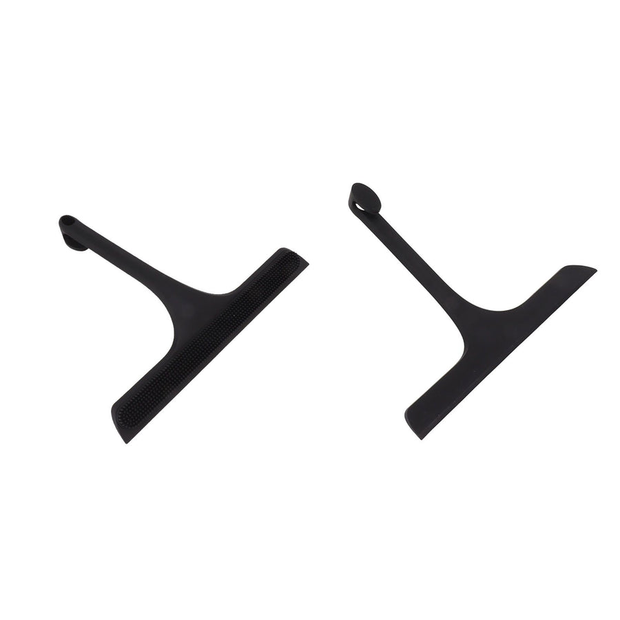 Glass Wiper with Non Slip Handle Silicone Window Cleaner Squeegee for Bathroom Windows Kitchen Mirror Black