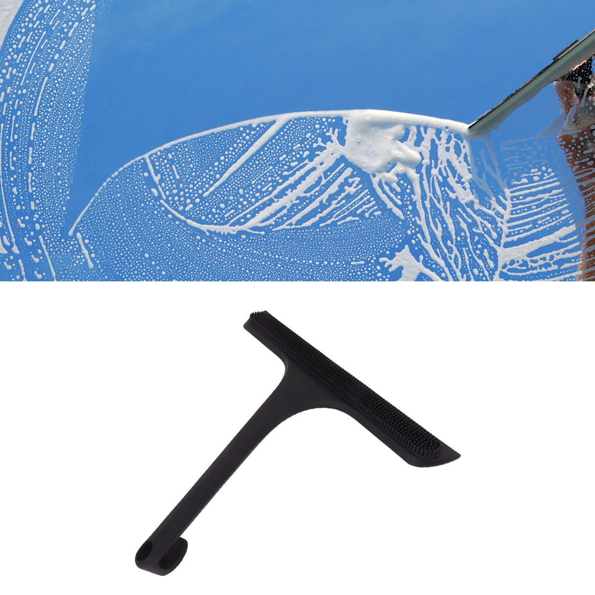 Glass Wiper with Non Slip Handle Silicone Window Cleaner Squeegee for Bathroom Windows Kitchen Mirror Black