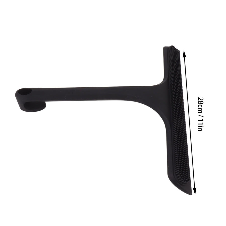 Glass Wiper with Non Slip Handle Silicone Window Cleaner Squeegee for Bathroom Windows Kitchen Mirror Black