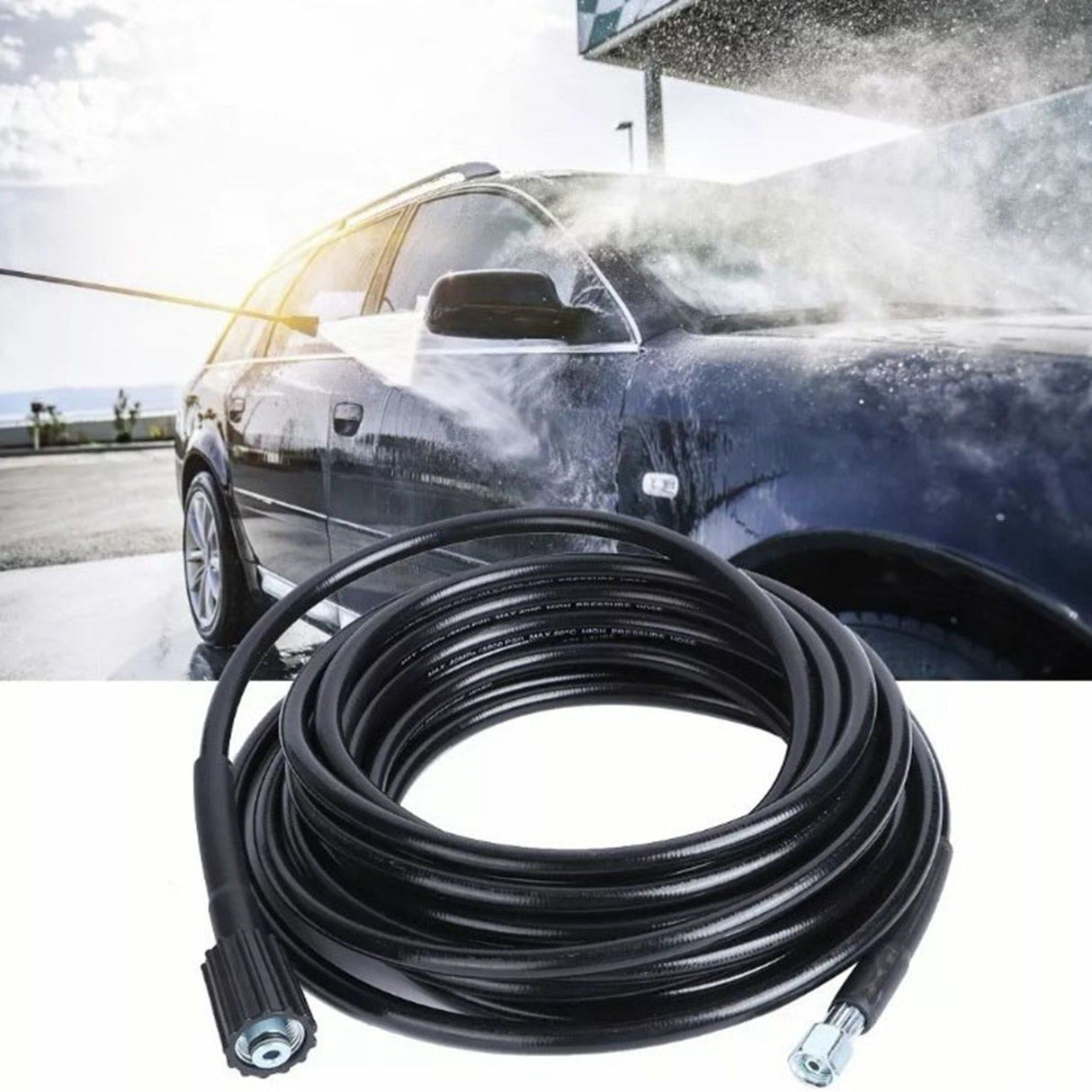 High Pressure Water Hose Rubber Flexible Explosion Proof Washer Pipe for Home Garden 10m