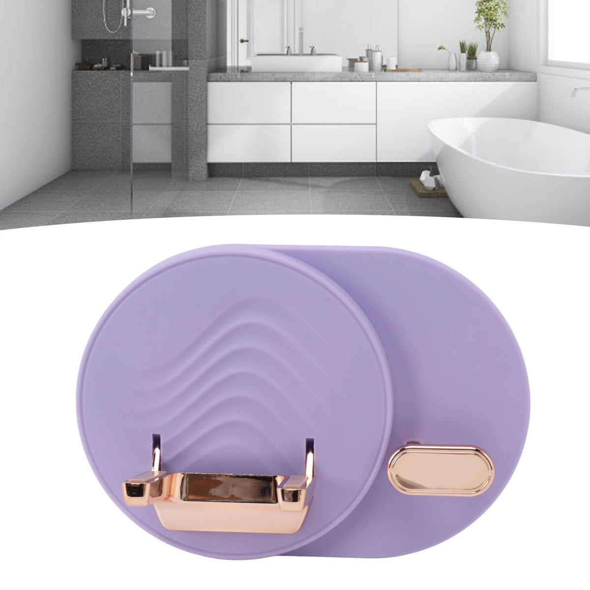 Hair Dryer Shelf Wall Mounted Space Saving Punching Free Cable Storage Blow Dryer Holder for Bathroom Purple