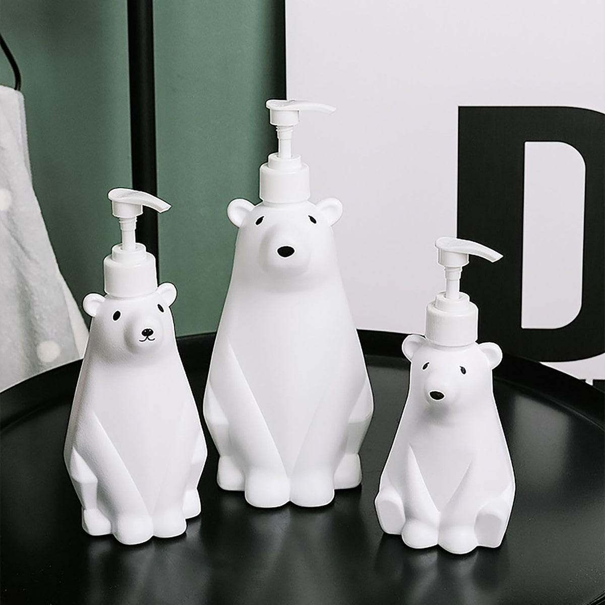 Soap Dispenser Bottle Cute Bear Shape Large Capacity Pump Dispenser Bottle for Bathroom Kitchen S (8.5x19cm/3.3x7.5in) (300ML)