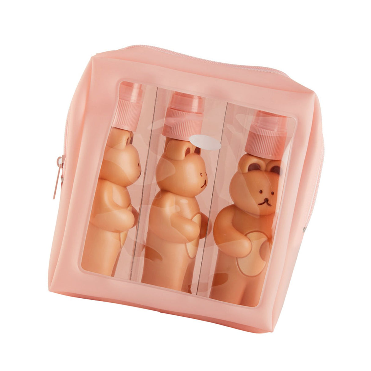 Travel Bottles Kit Cute Bear Look Delicate Easy Press Empty Spray Bottle with Waterproof Storage Bag for Business Trips 2 Press Bottle 1 Spray Bottle Free Size