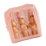 Travel Bottles Kit Cute Bear Look Delicate Easy Press Empty Spray Bottle with Waterproof Storage Bag for Business Trips 2 Press Bottle 1 Spray Bottle Free Size