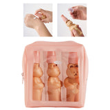 Travel Bottles Kit Cute Bear Look Delicate Easy Press Empty Spray Bottle with Waterproof Storage Bag for Business Trips 2 Press Bottle 1 Spray Bottle Free Size - Top-Down View