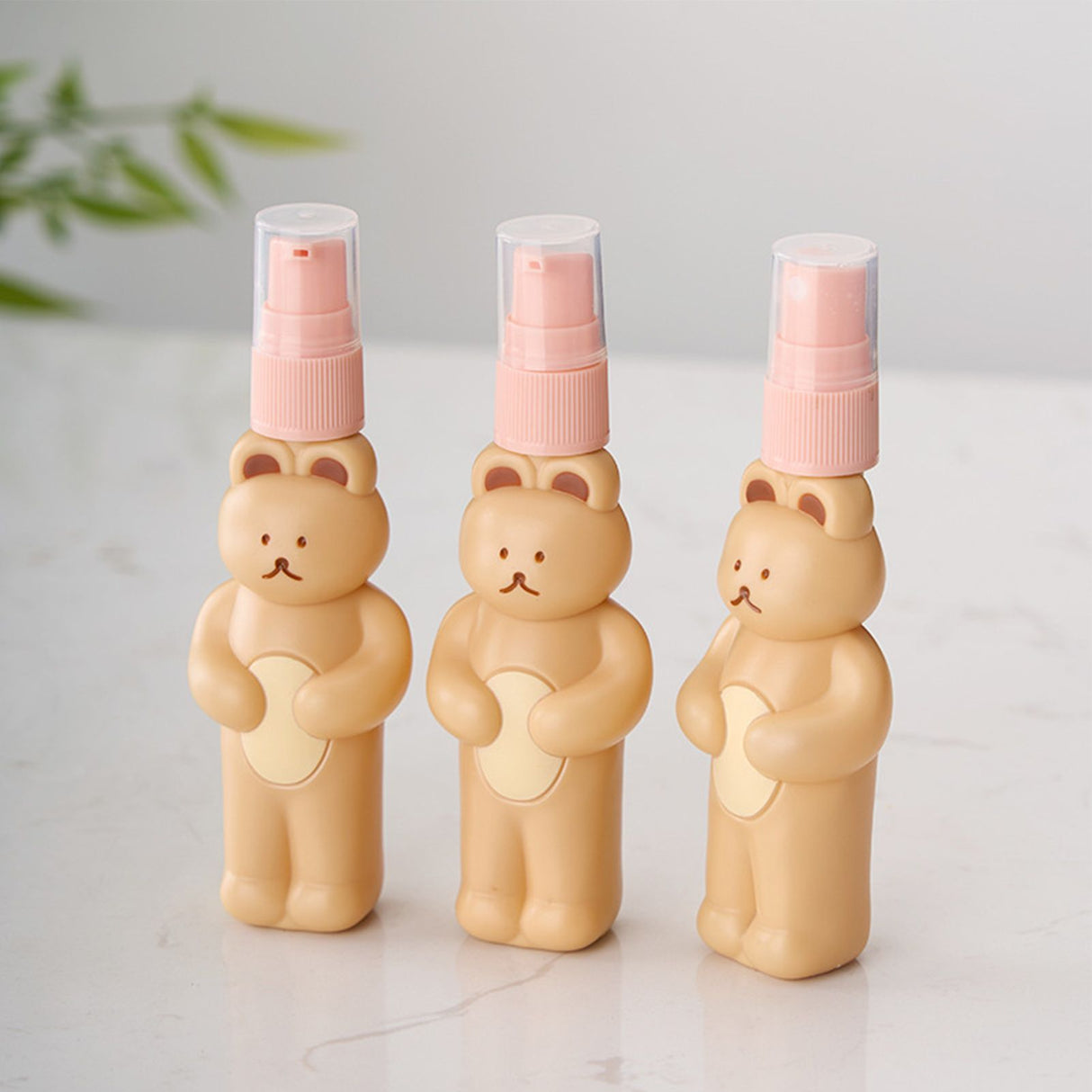Travel Bottles Kit Cute Bear Look Delicate Easy Press Empty Spray Bottle with Waterproof Storage Bag for Business Trips 2 Press Bottle 1 Spray Bottle Free Size