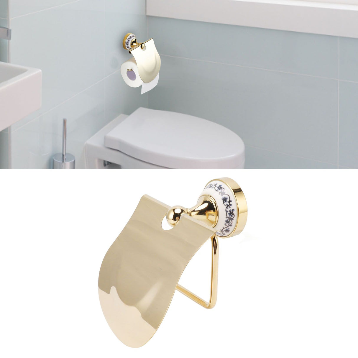 Toilet Paper Holder Gold Vintage Exquisite Stainless Steel Tissue Roll Hanger for Bathroom Kitchen