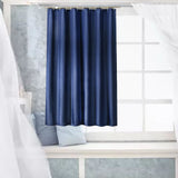 Waterproof Shower Curtain with Hooks Modern Thicken Polyester Shower Curtain for Home Hotel Bathroom Dark Blue - Rear View
