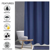 Waterproof Shower Curtain with Hooks Modern Thicken Polyester Shower Curtain for Home Hotel Bathroom Dark Blue - Extra Image