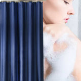 Waterproof Shower Curtain with Hooks Modern Thicken Polyester Shower Curtain for Home Hotel Bathroom Dark Blue - Extra Image