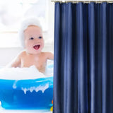 Waterproof Shower Curtain with Hooks Modern Thicken Polyester Shower Curtain for Home Hotel Bathroom Dark Blue - Extra Image